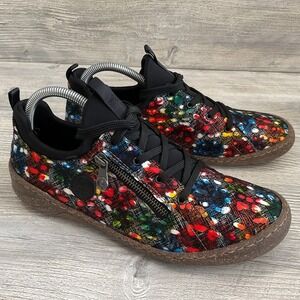 Rieker Angela Shoes Women's 40 / US 9 Colorful Floral Comfort Walking Sneakers